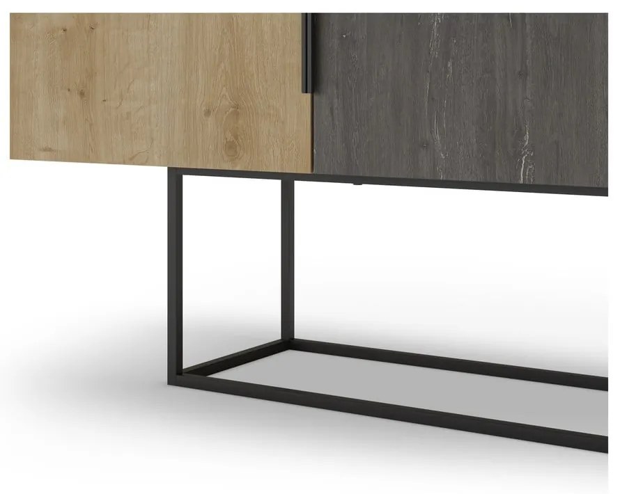 Brązowa niska komoda w dekorze dębu 150x80 cm Titan – Marckeric