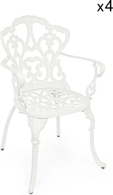 Zestaw 4 białych krzeseł aluminiowych z podłokietnikami - VICTORIA