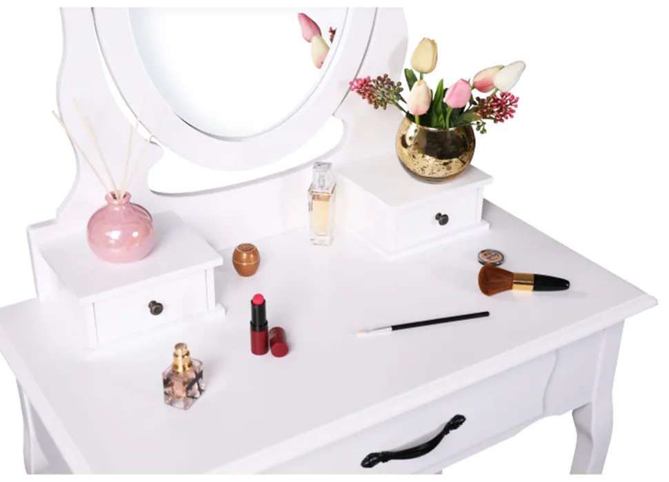 Ozdobny stolik ze stołkiem LINET NEW, biały