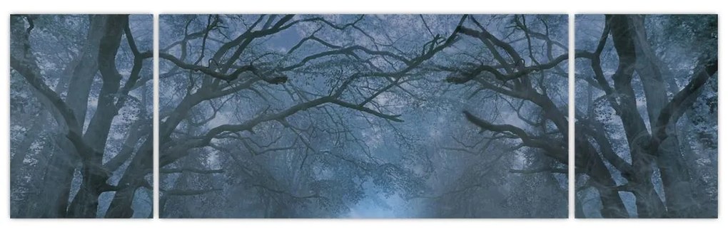 Obraz lasu we mgle (170x50 cm)