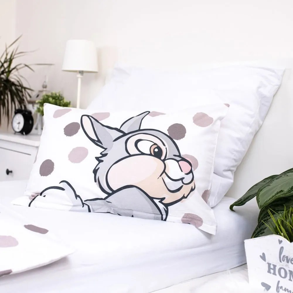 Biała/szara bawełniana pościel dziecięca do łóżeczka 100x135 cm Thumper "Dots" – Jerry Fabrics