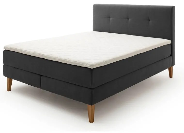Antracytowe łóżko boxspring 180x200 cm Stockholm – Meise Möbel