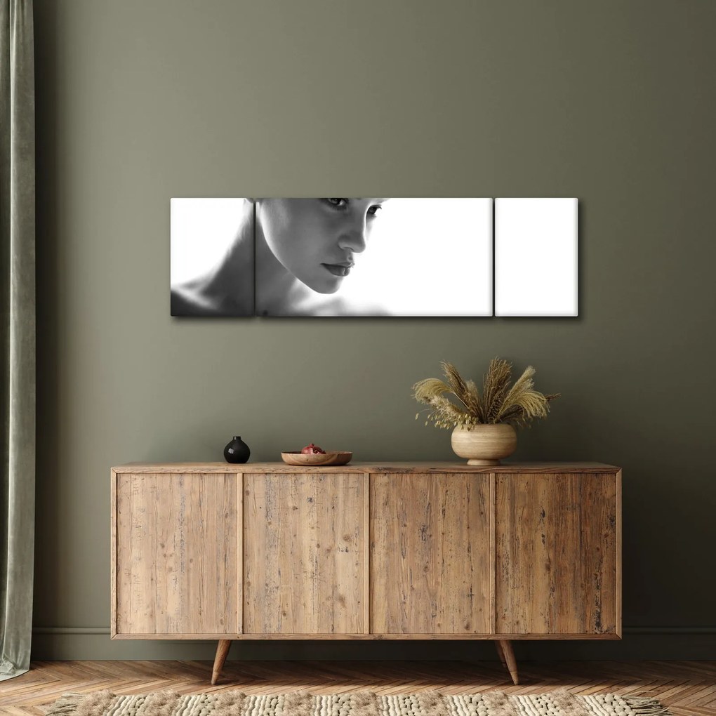 Obraz - czarno - biały portret kobiety (170x50 cm)