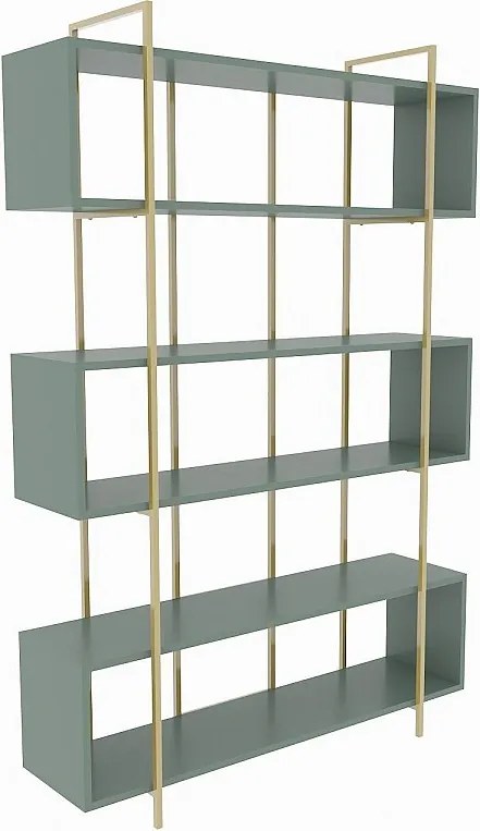 Elegancki regał na książki – 120 x 180 x 29,6 cm – zielony i złoty – płyta wiórowa pokryta melaminą
