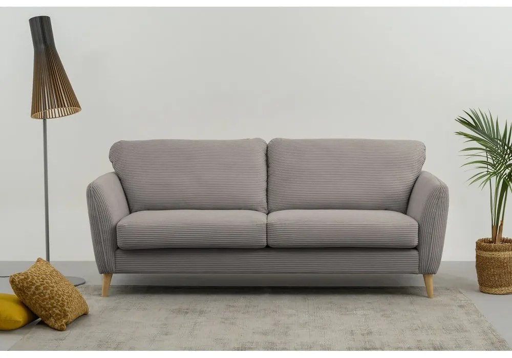 Jasnoszara sztruksowa sofa 206 cm Paris – Scandic