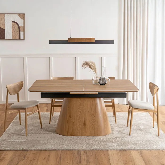 Stół Rozkładany Prostokątny LIZBONA 160-200 cm Ceramiczny Dąb do Jadalni Nowoczesny
