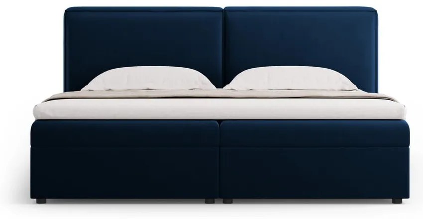 Ciemnoniebieskie łóżko boxspring ze schowkiem 180x200 cm Arendal – Cosmopolitan Design