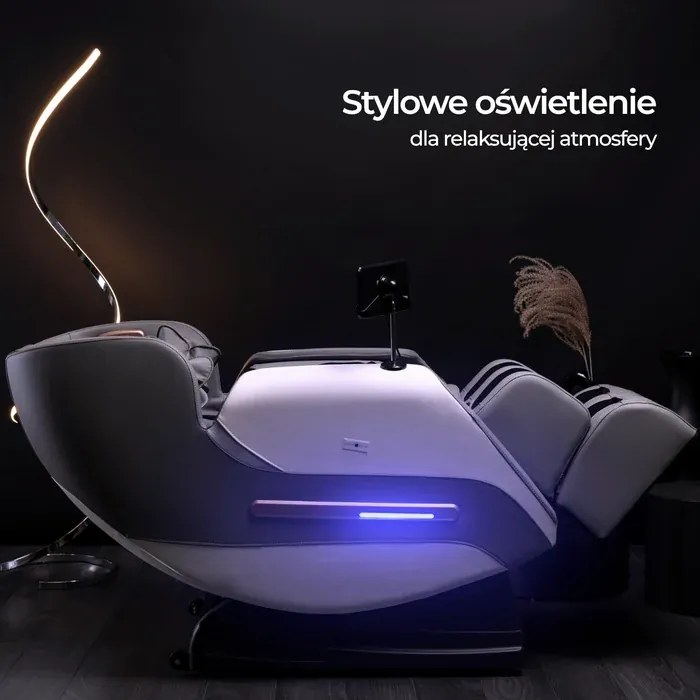 Fotel Masujący VX MAX Wypoczynkowy Relaksacyjny Szary Ekoskóra Loft