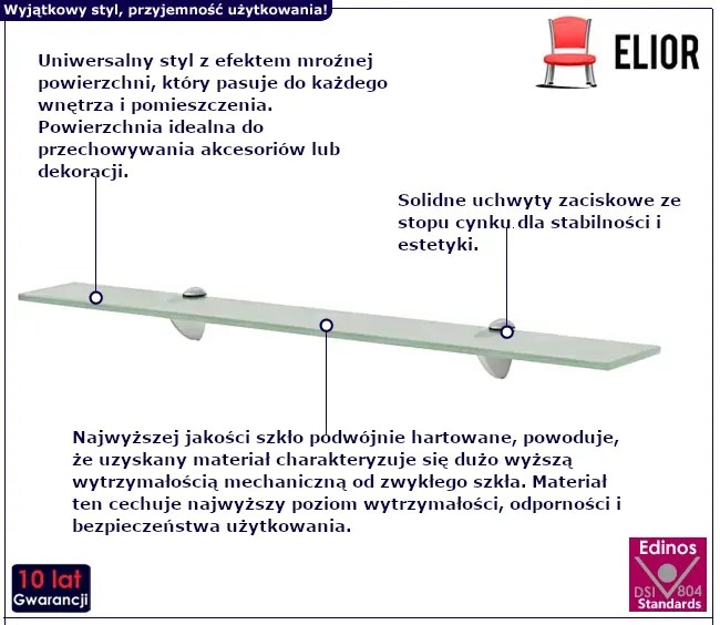 Mleczna prosta półka szklana 70x20 - Imker