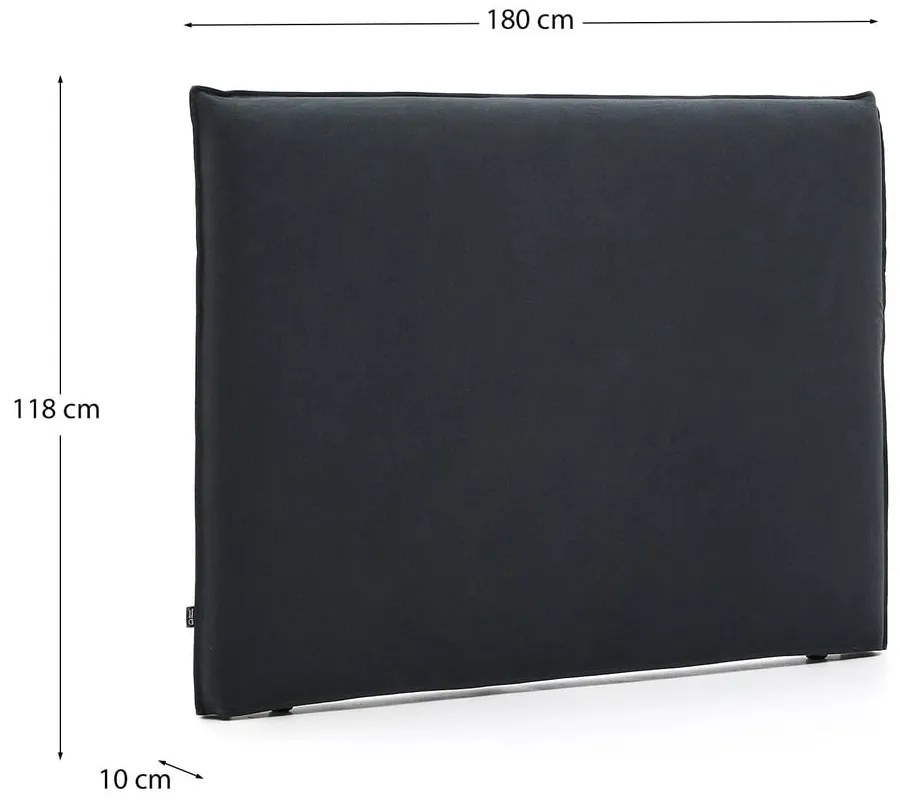 Antracytowy tapicerowany zagłówek 180x118 cm Jaira – Kave Home
