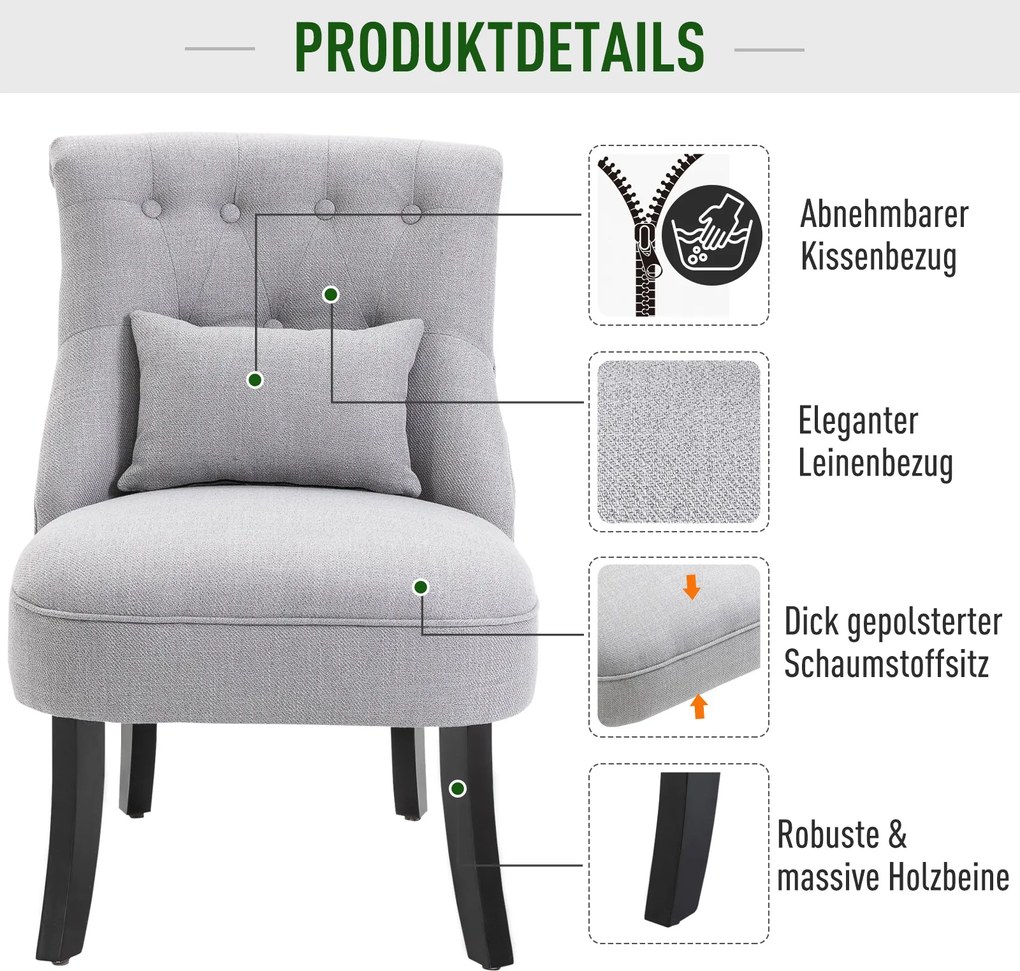 HOMCOM Relax Chair z poduszką oparcia Krzesło TV Podniesione stopy