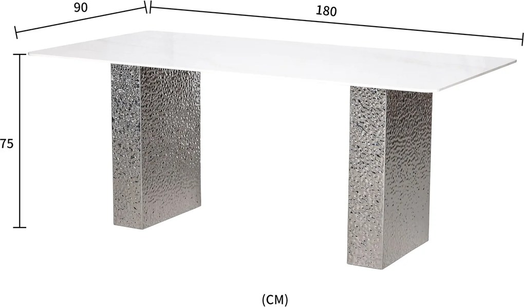Stół do jadalni Modig M24, blat 180 cm w imitacji białego marmuru