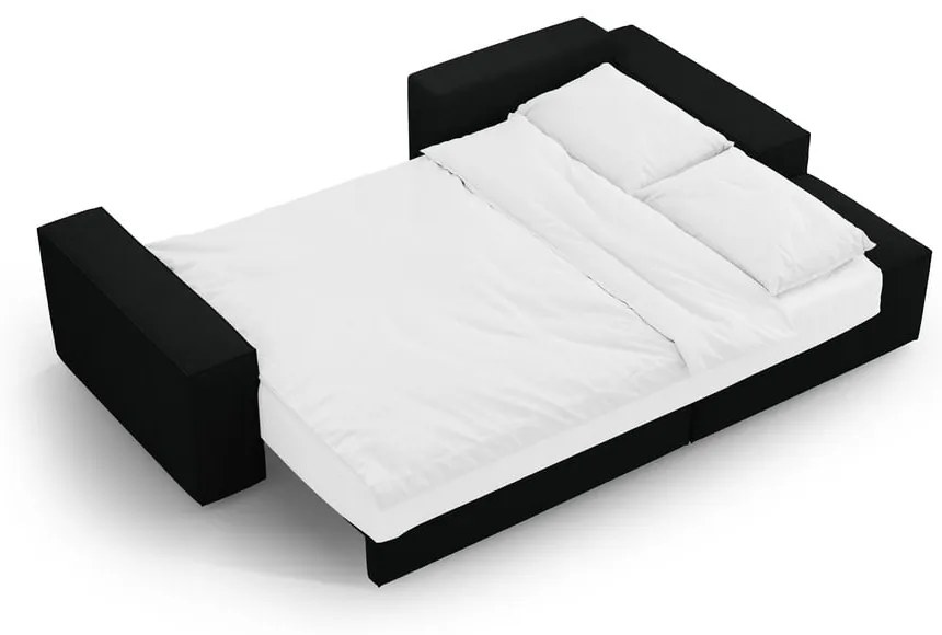 Czarny rozkładany narożnik z materiału bouclé (prawostronny) Jodie – Micadoni Home