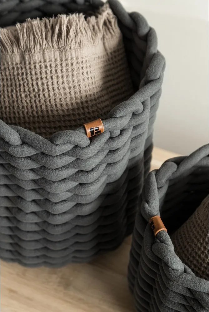 Tekstylny koszyk ø 25x25 cm Peach Skin Round M – Bigso