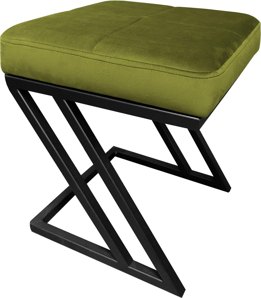 Pufa ZETA tkanina Welur loft ławka podnóżek metal : Kolor Stelaża - Czarny , Kolor tkaniny - VELVET - BL75, Typ tkaniny - Velvet