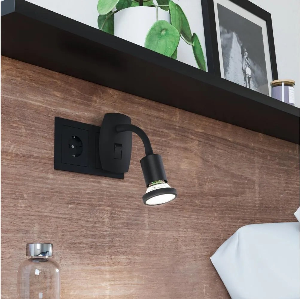 Eglo 300913 - Oprawa wtykowa LED PARRINI 1xGU10/4,5W/230V czarna