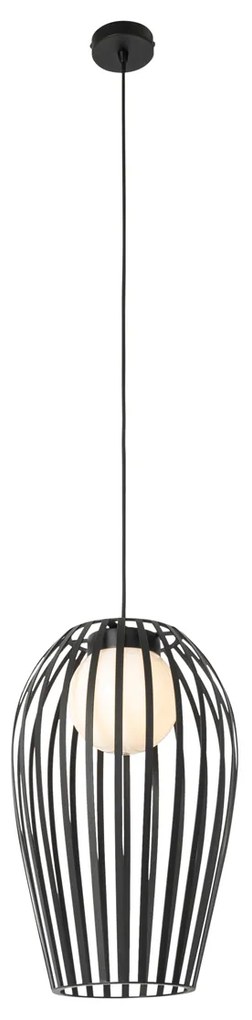 Designerska lampa wisząca czarna z opalizującym szkłem - AngelaDesignerski Oswietlenie wewnetrzne