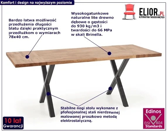 Loftowy stół do salonu Simox 3X 120 XL -dąb