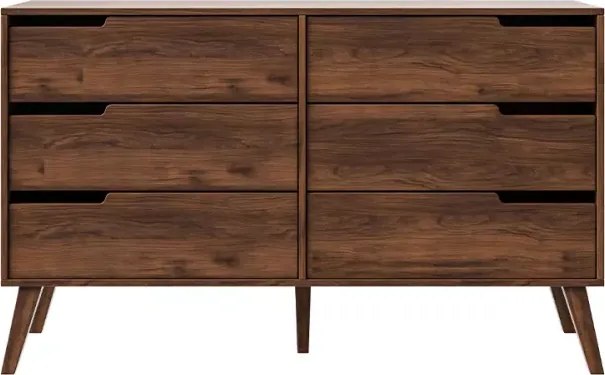 Komoda Clover II – nowoczesna komoda z 6 szufladami, frezowanymi frontami i drewnianymi nogami