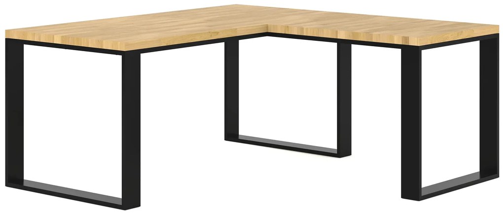 Drewniane loftowe biurko narożne 170x70 + 70x90 - Natna
