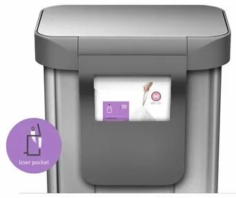 Simplehuman Pedałowy kosz na śmieci 45 l, srebrny, 45 l