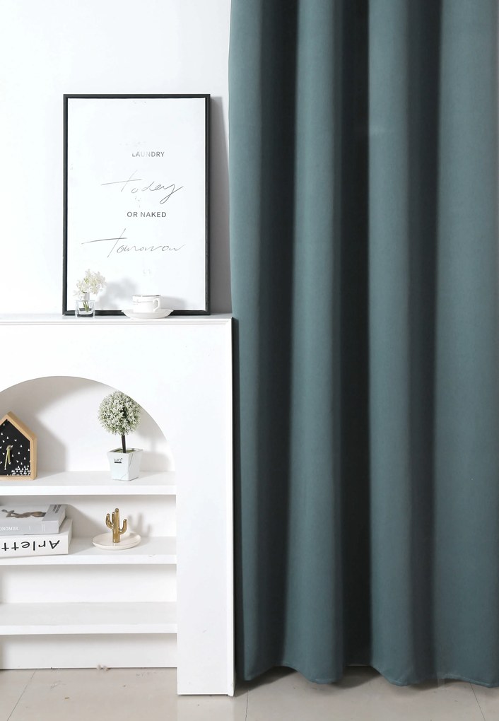 Niebieskozielona zasłona OXFORD 140x250 cm Zawieszanie: Taśma z wiązaniami