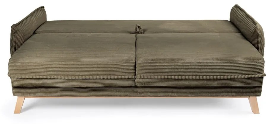 Zielona sztruksowa rozkładana sofa 218 cm Tori – Bonami Selection