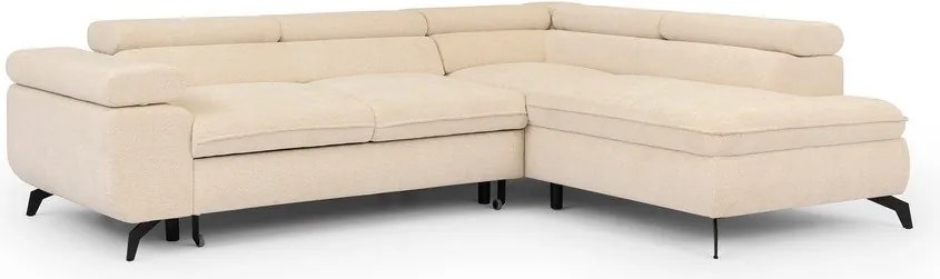 Kremowy narożnik z tkaniny szenilowej (prawostronny/w kształcie litery L) Marbeya – Ropez