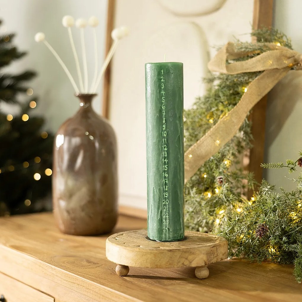 Świeca adwentowa zielona 25 cm