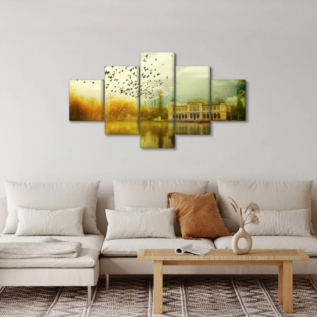 Obraz namalowanego krajobrazu z rezydencją (125x70 cm)