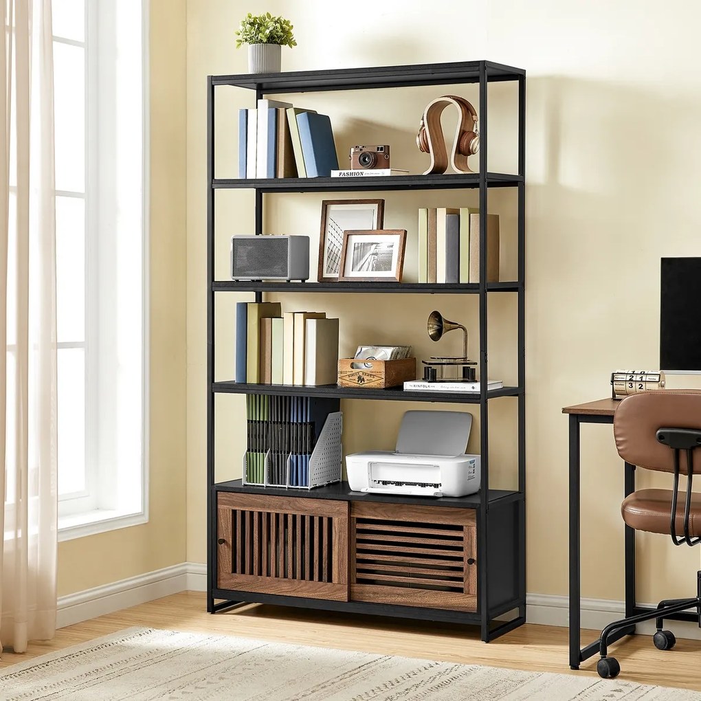 Regał E1121 BK, metal, czarny