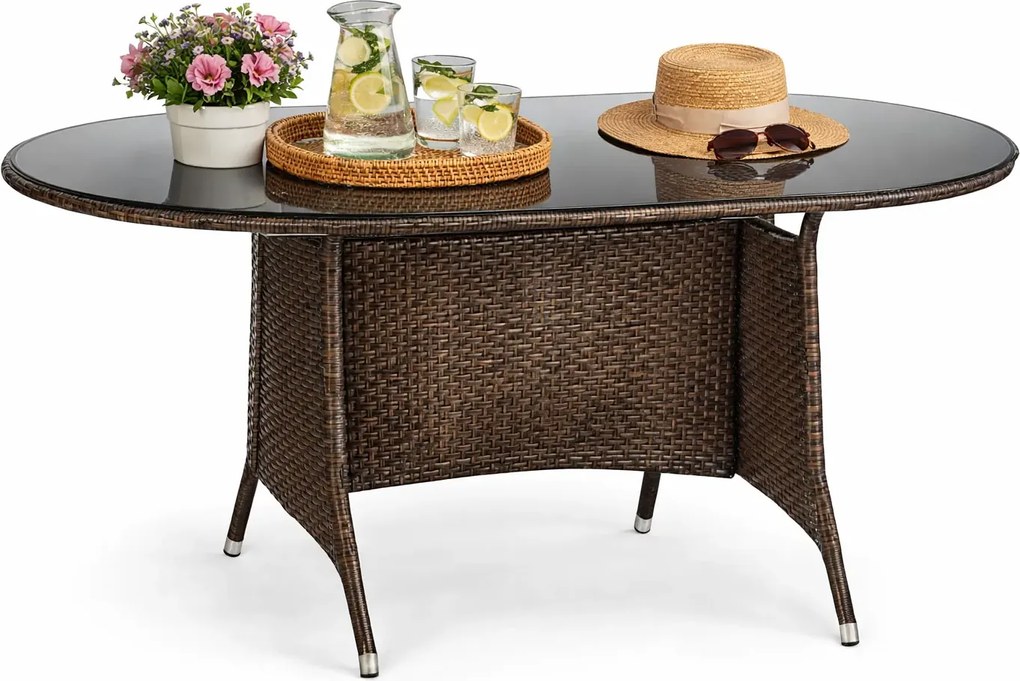 Szklany stół ogrodowy rattanowy B1-G29