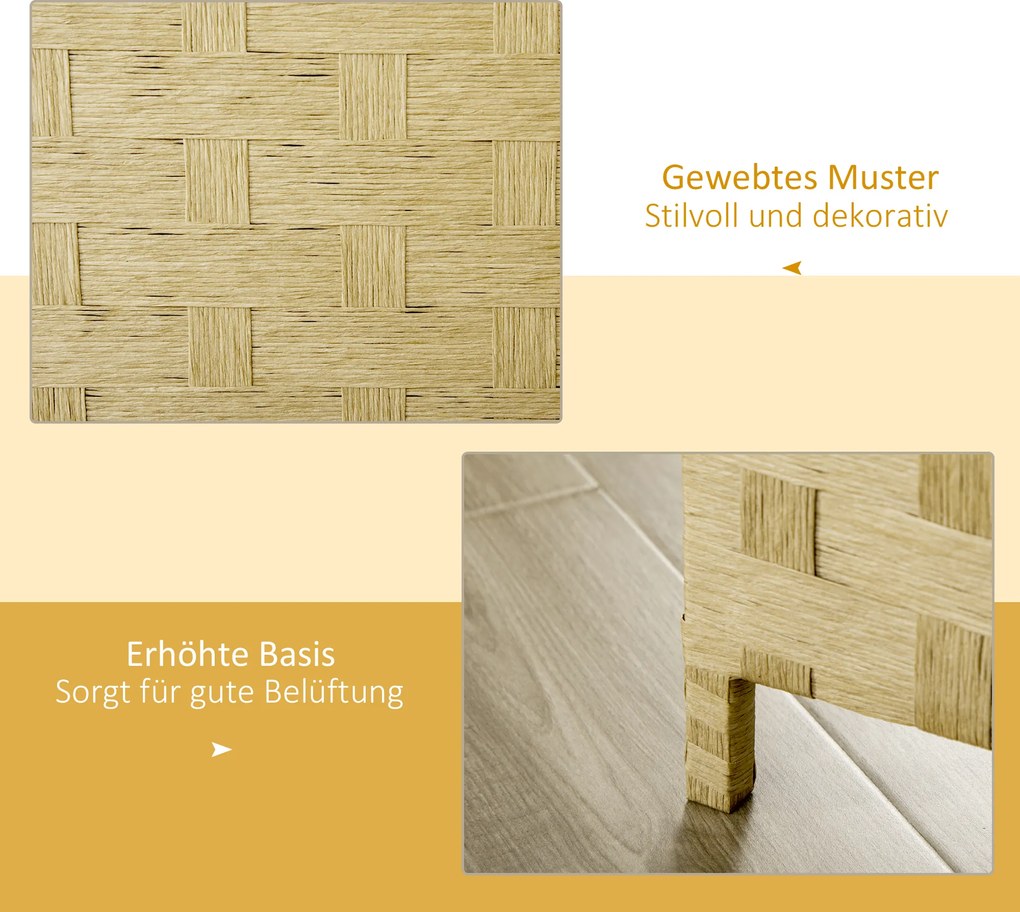 HOMCOM Parawan 4-częściowy 160 x 170 cm, przegroda z włókna falistego do salonu, brązowy | Aosom PL