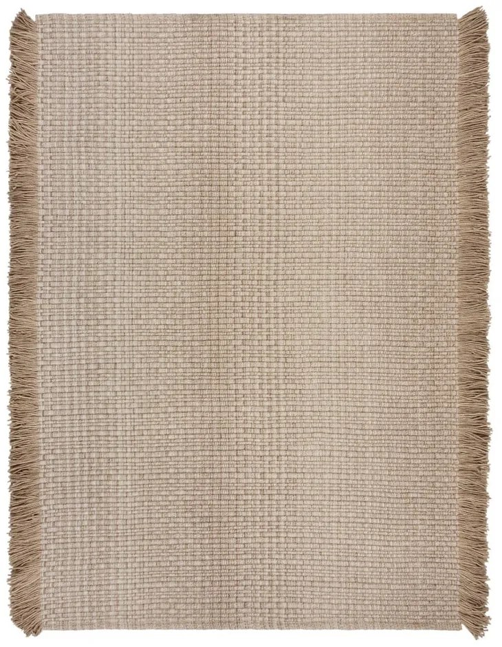 Beżowy dywan z mieszanki wełny tkany ręcznie 200x290 cm Rene Fringed Ribbed – Flair Rugs