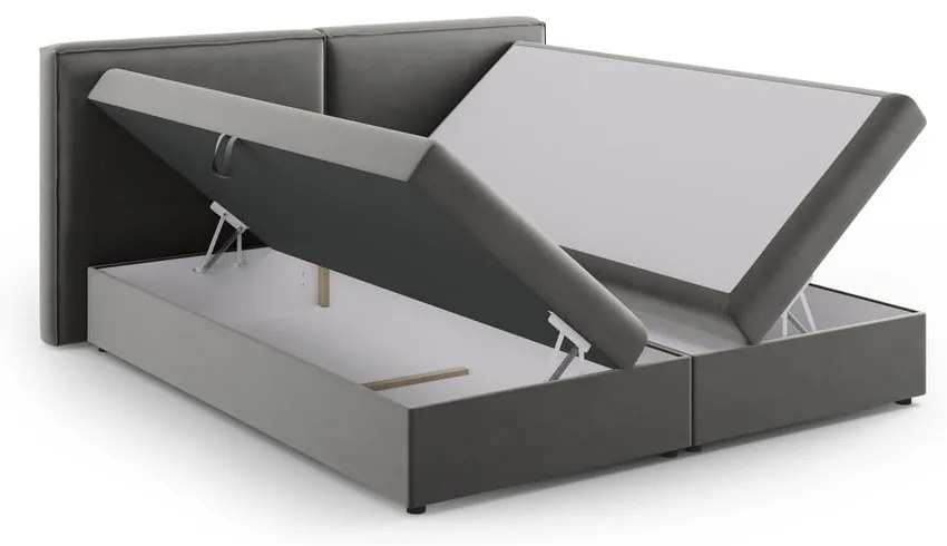 Szare łóżko boxspring ze schowkiem 180x200 cm Arendal – Cosmopolitan Design