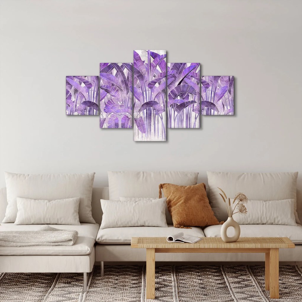 Obraz - Fioletowe liście w gipsie (125x70 cm)