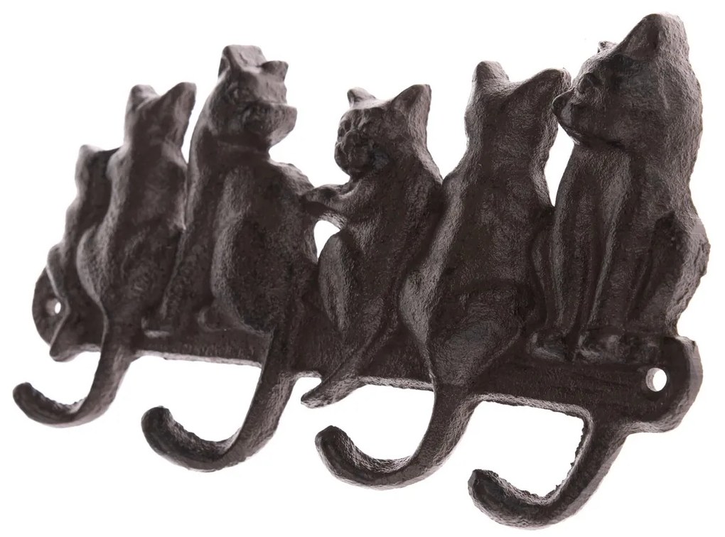 Wieszak z litego żeliwa, czarne koty, 11 x 22 cm