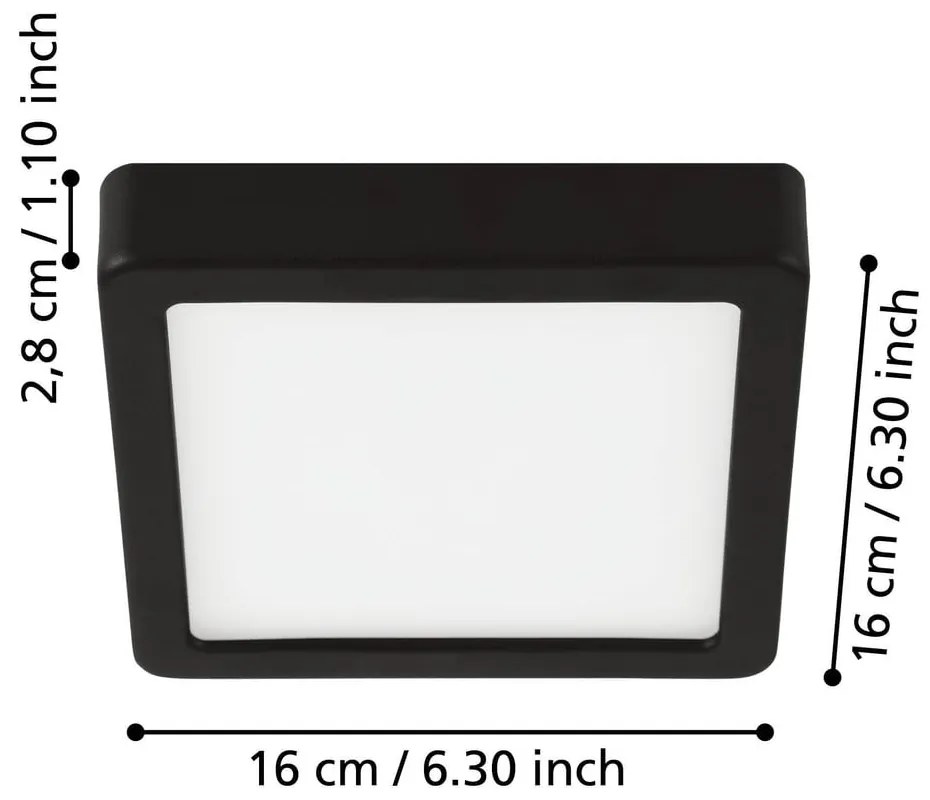 Czarna lampa sufitowa LED 16x16 cm FUEVA 5 – EGLO