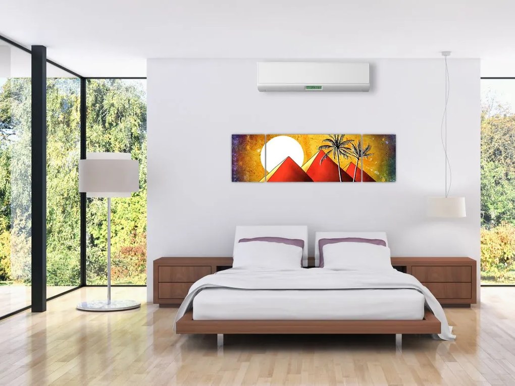 Obraz malowanych egipskich piramid (170x50 cm)