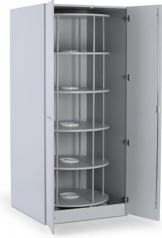 Szafa z obrotowym regałem na segregatory, 5 poziomów, zamykana na klucz, szary