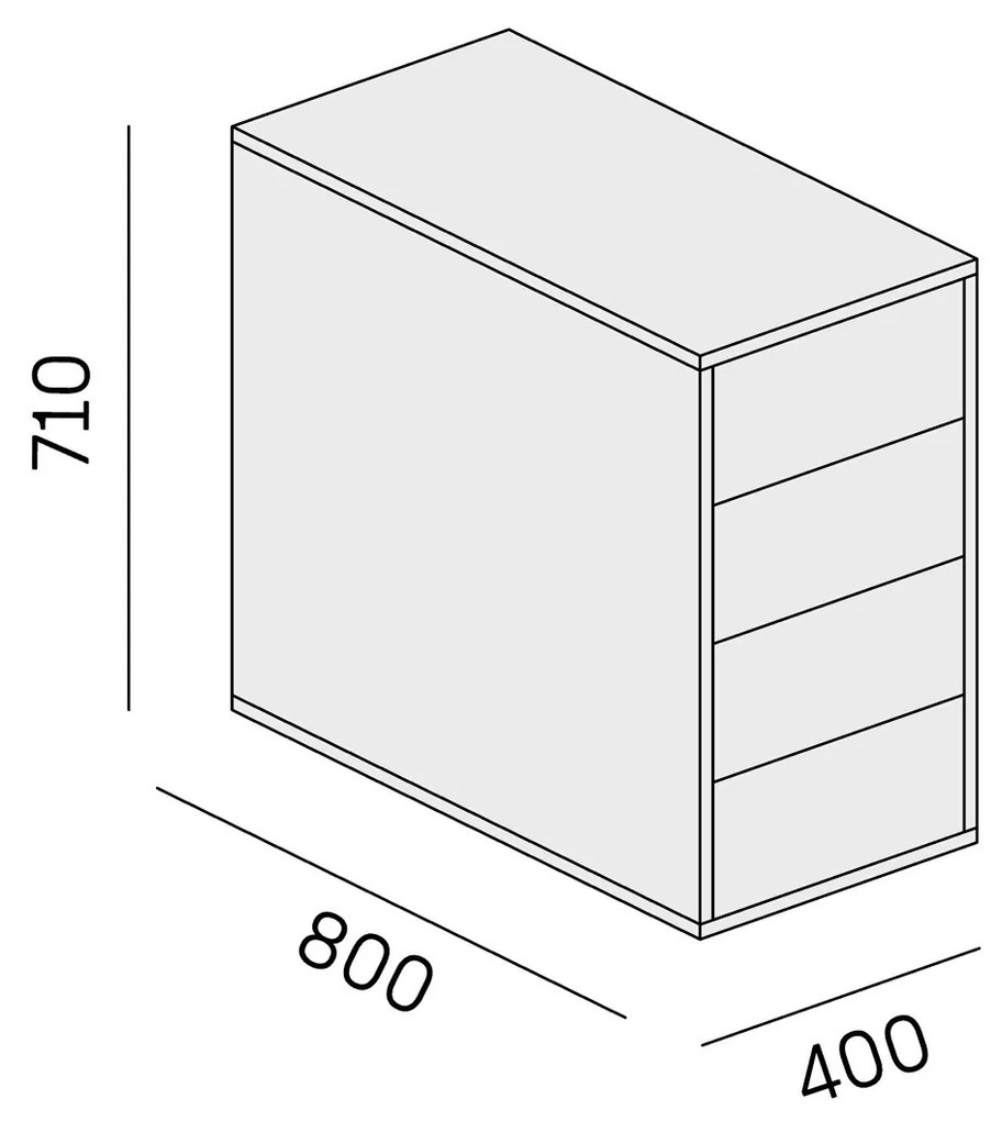 PLAN Kontener biurowy BLOCK White, 4 szuflady