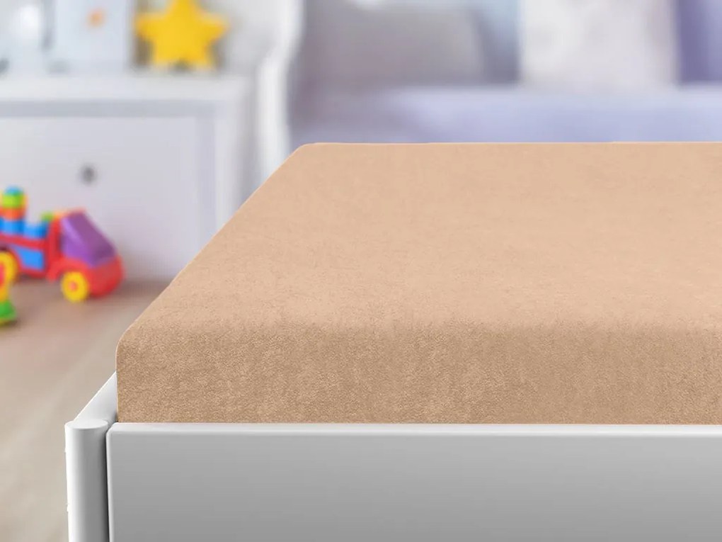 PrzytulneMieszkanie.pl Prześcieradło frotte do łóżeczka morelowa 60x120 cm