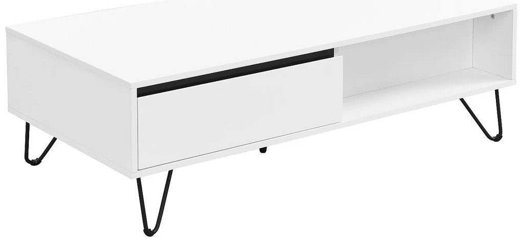 Stolik kawowy z 2 szufladami i 2 wnękami z MDF i stali - Biały i Czarny - ABUJA marki Pascal Morabito