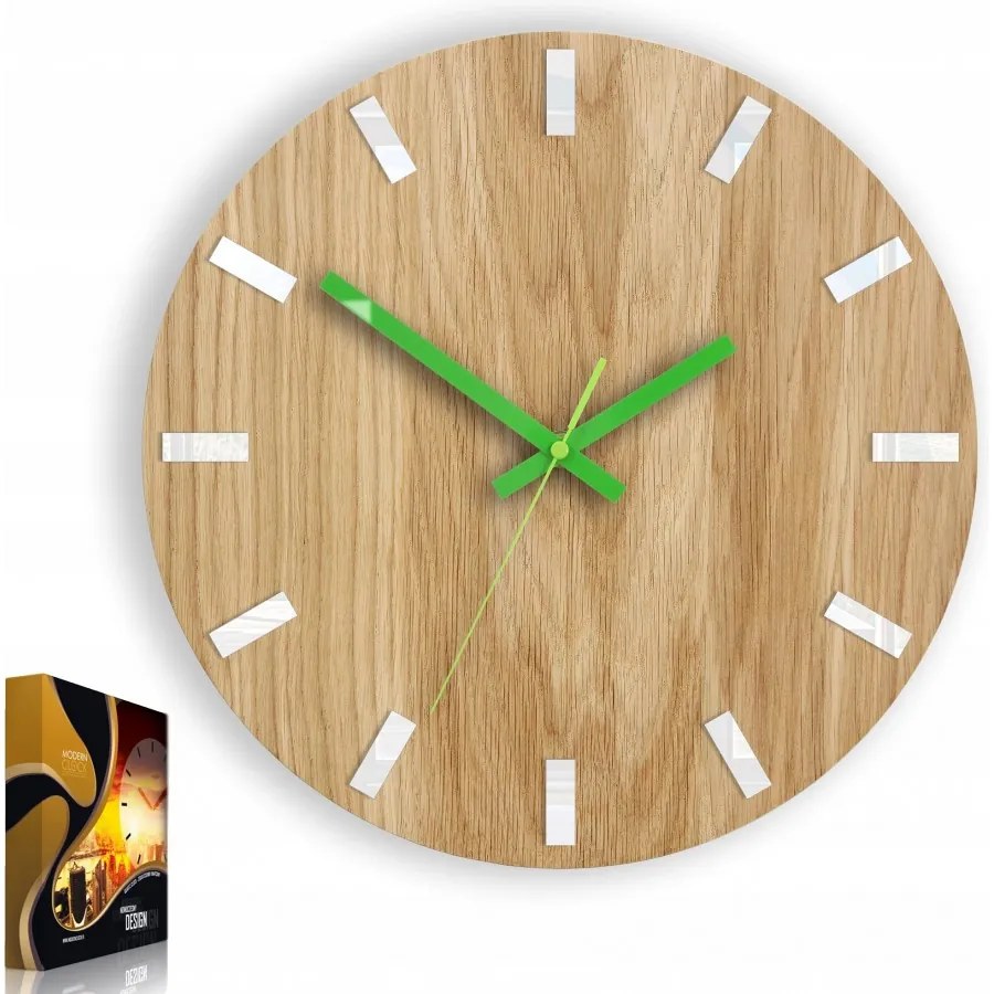 Zegar na ścianę nowoczesny drewniany z cichym mechanizmem okrągły solidny