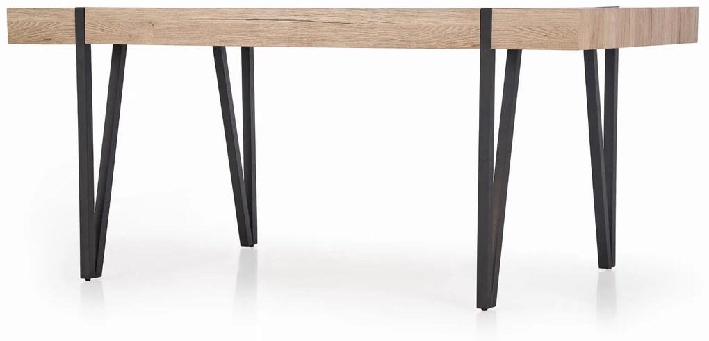YOHANN stół dąb san remo / czarny loft, 170/90/76 cm 6 osobowy prostokątny