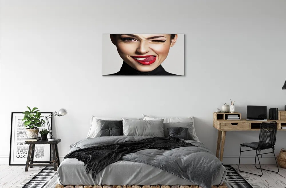 Zdjęcie na płótnie Kobieta z Czerwonymi Ustami