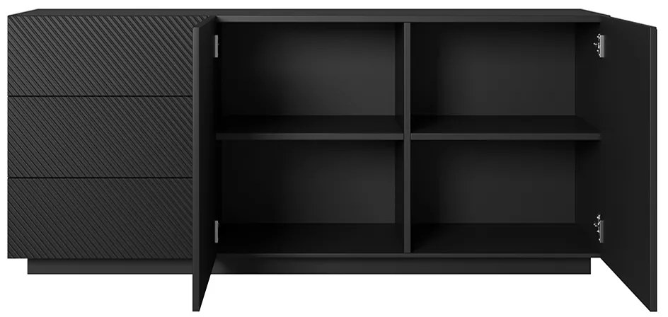 Komoda Asha 167 cm dwudrzwiowa z szufladami - czarny mat