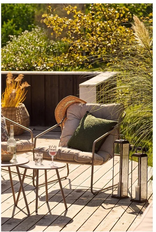 Beżowy tapicerowany zestaw mebli ogrodowych dla 4 osób Nilo – House Nordic