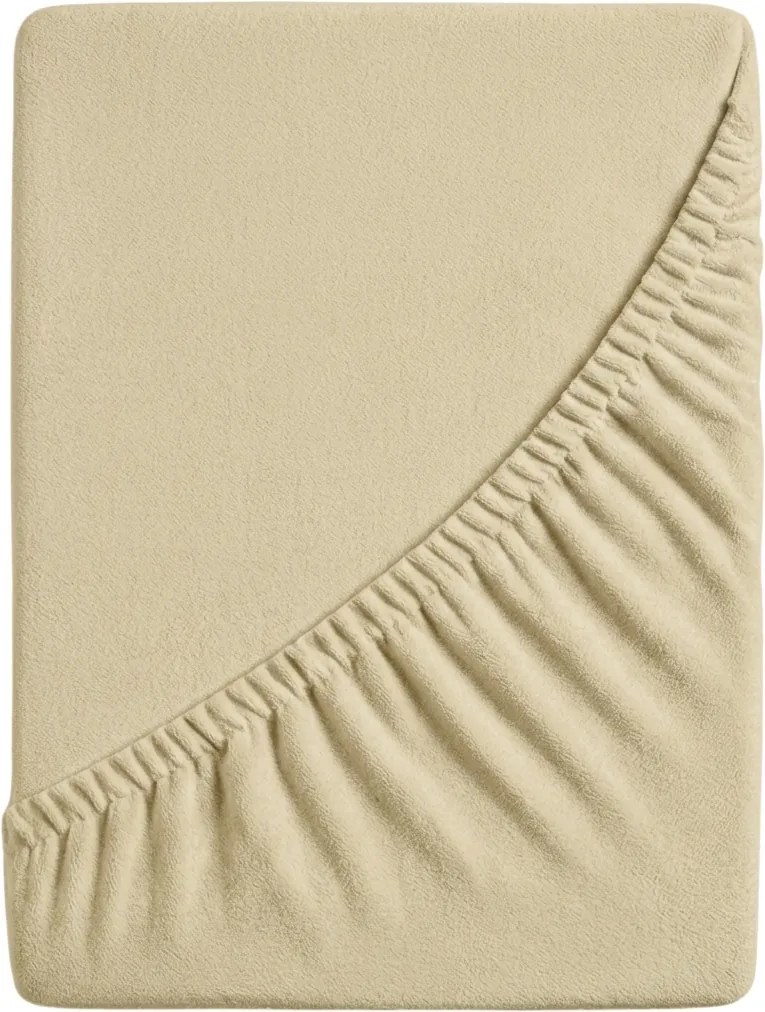 PrzytulneMieszkanie.pl Prześcieradło Frotte EXCLUSIVE kremowe 180 x 200 cm