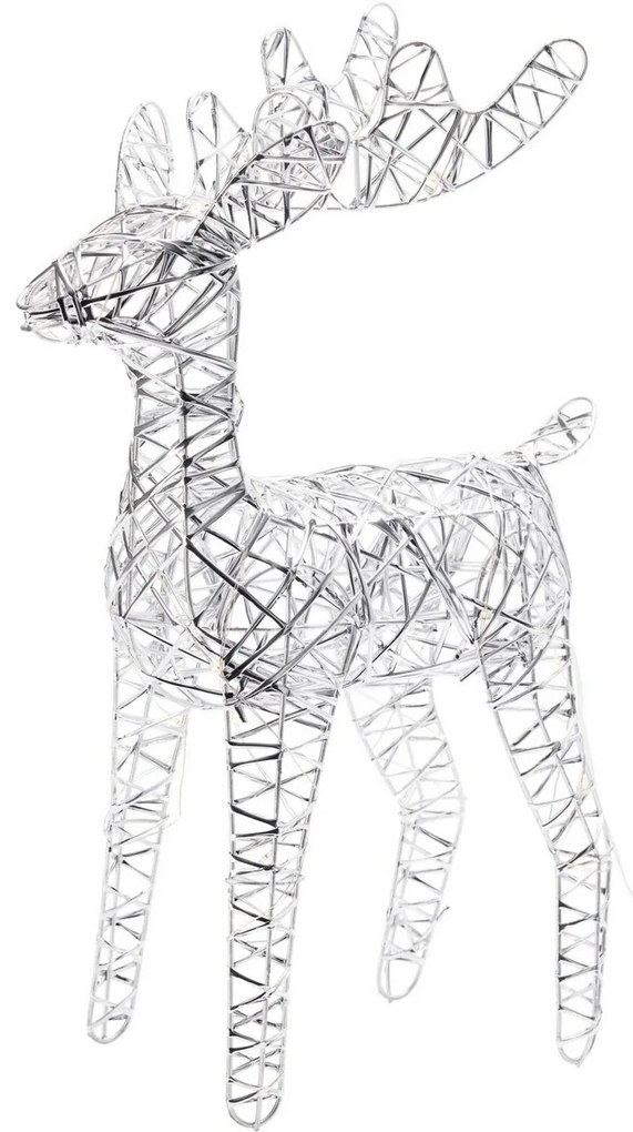 Świąteczny renifer świecący Silver, 37 x 24 cm, 30 diod mikro LED, na baterie